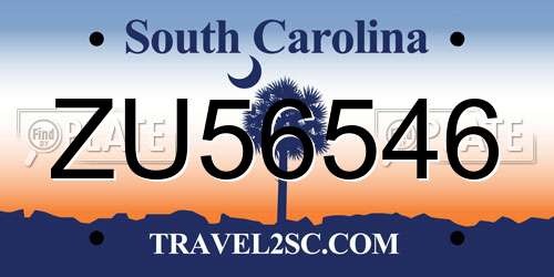 ZU56546 South Carolina License Plate