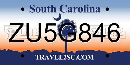 ZU5G846 South Carolina License Plate