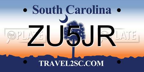 ZU5JR South Carolina License Plate