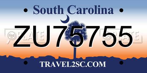 ZU75755 South Carolina License Plate