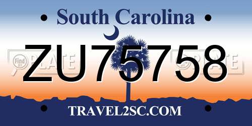ZU75758 South Carolina License Plate