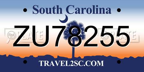 ZU78255 South Carolina License Plate
