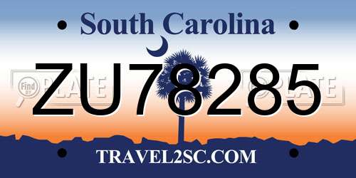 ZU78285 South Carolina License Plate