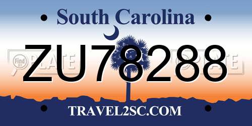 ZU78288 South Carolina License Plate
