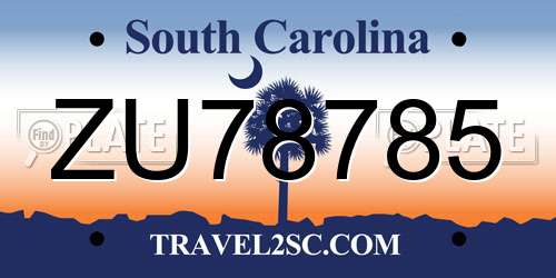 ZU78785 South Carolina License Plate