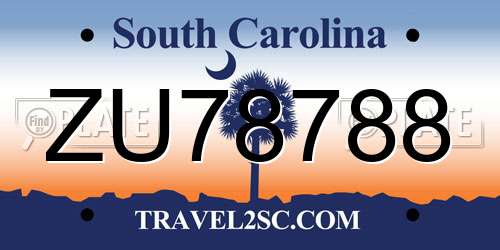 ZU78788 South Carolina License Plate