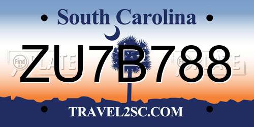 ZU7B788 South Carolina License Plate