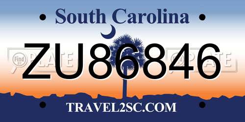 ZU86846 South Carolina License Plate