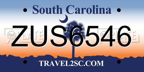 ZUS6546 South Carolina License Plate