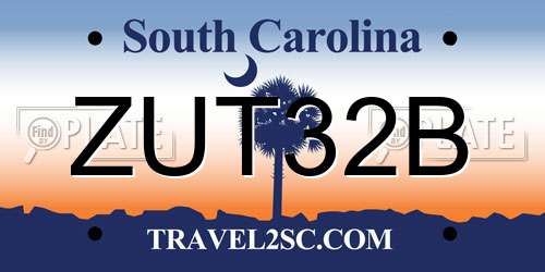 ZUT32B South Carolina License Plate