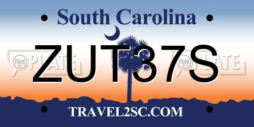 ZUT37S South Carolina License Plate