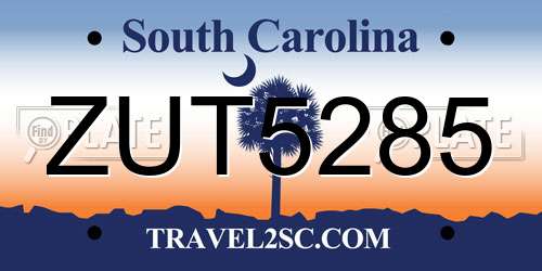 ZUT5285 South Carolina License Plate