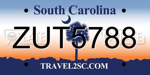 ZUT5788 South Carolina License Plate