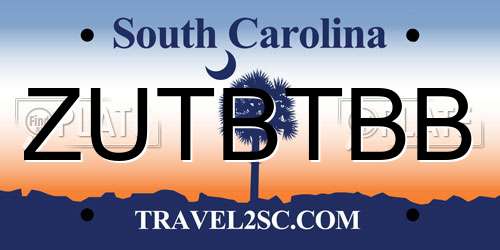 ZUTBTBB South Carolina License Plate