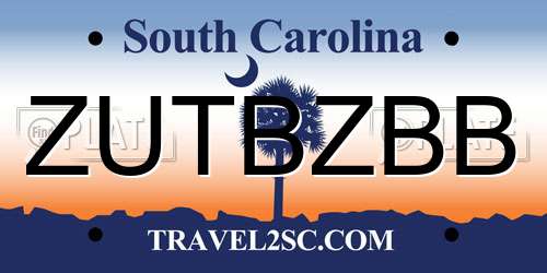 ZUTBZBB South Carolina License Plate