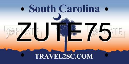 ZUTE75 South Carolina License Plate