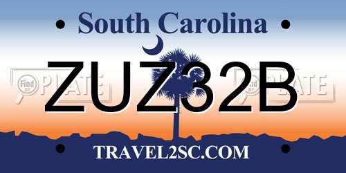 ZUZ32B South Carolina License Plate