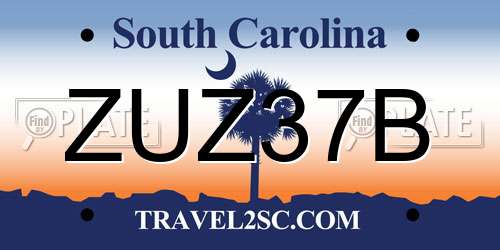 ZUZ37B South Carolina License Plate