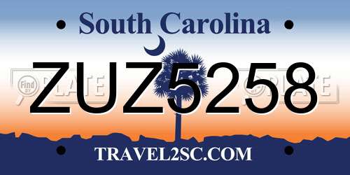 ZUZ5258 South Carolina License Plate