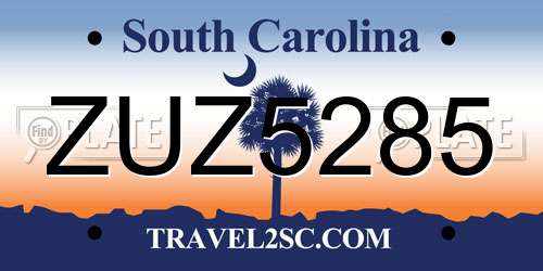 ZUZ5285 South Carolina License Plate
