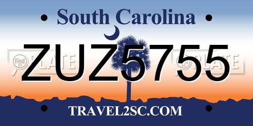 ZUZ5755 South Carolina License Plate