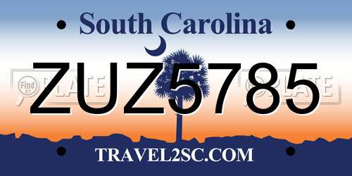 ZUZ5785 South Carolina License Plate