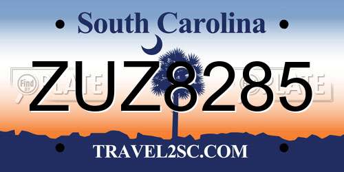 ZUZ8285 South Carolina License Plate
