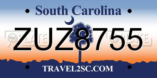ZUZ8755 South Carolina License Plate