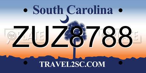 ZUZ8788 South Carolina License Plate