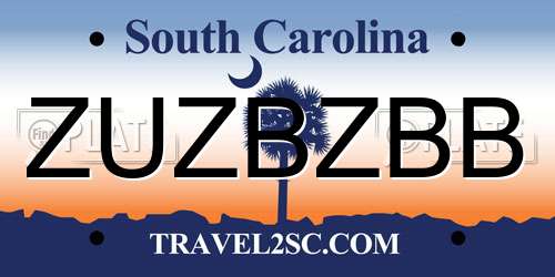 ZUZBZBB South Carolina License Plate
