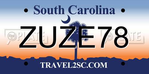 ZUZE78 South Carolina License Plate
