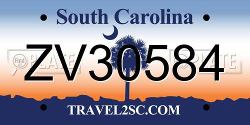 ZV30584 South Carolina License Plate