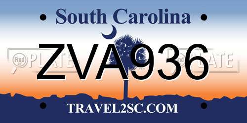 ZVA936 South Carolina License Plate