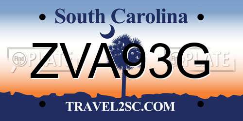 ZVA93G South Carolina License Plate