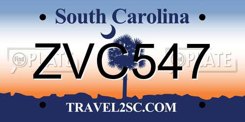 ZVC547 South Carolina License Plate