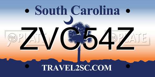 ZVC54Z South Carolina License Plate