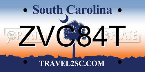 ZVC84T South Carolina License Plate