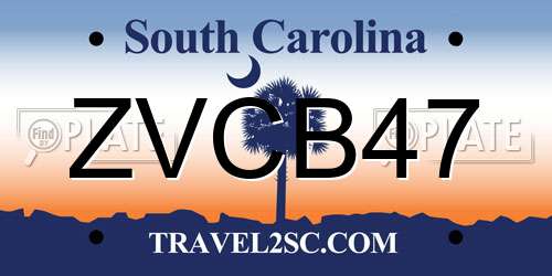 ZVCB47 South Carolina License Plate