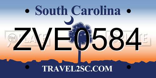 ZVE0584 South Carolina License Plate