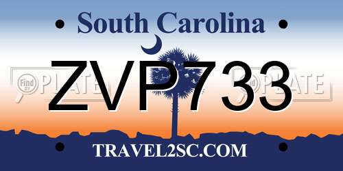 ZVP733 South Carolina License Plate