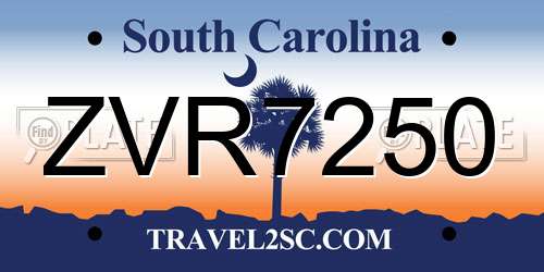 ZVR7250 South Carolina License Plate