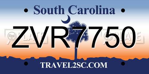 ZVR7750 South Carolina License Plate