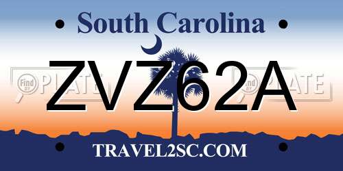 ZVZ62A South Carolina License Plate