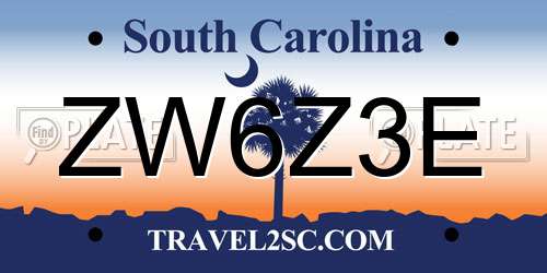 ZW6Z3E South Carolina License Plate