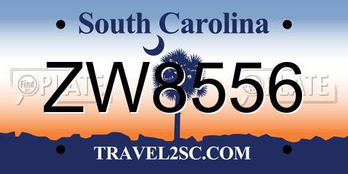 ZW8556 South Carolina License Plate