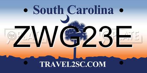 ZWG23E South Carolina License Plate