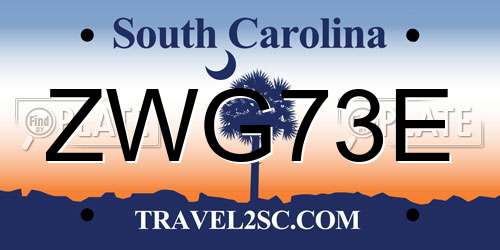ZWG73E South Carolina License Plate