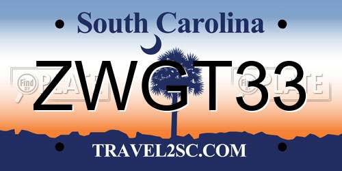 ZWGT33 South Carolina License Plate