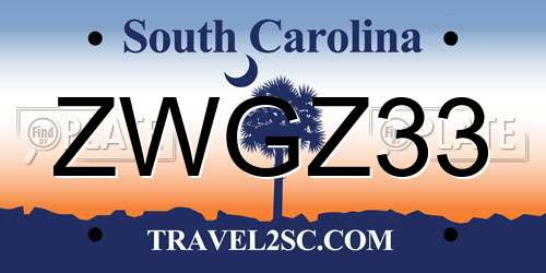 ZWGZ33 South Carolina License Plate