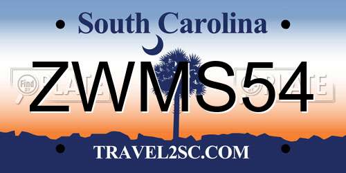 ZWMS54 South Carolina License Plate